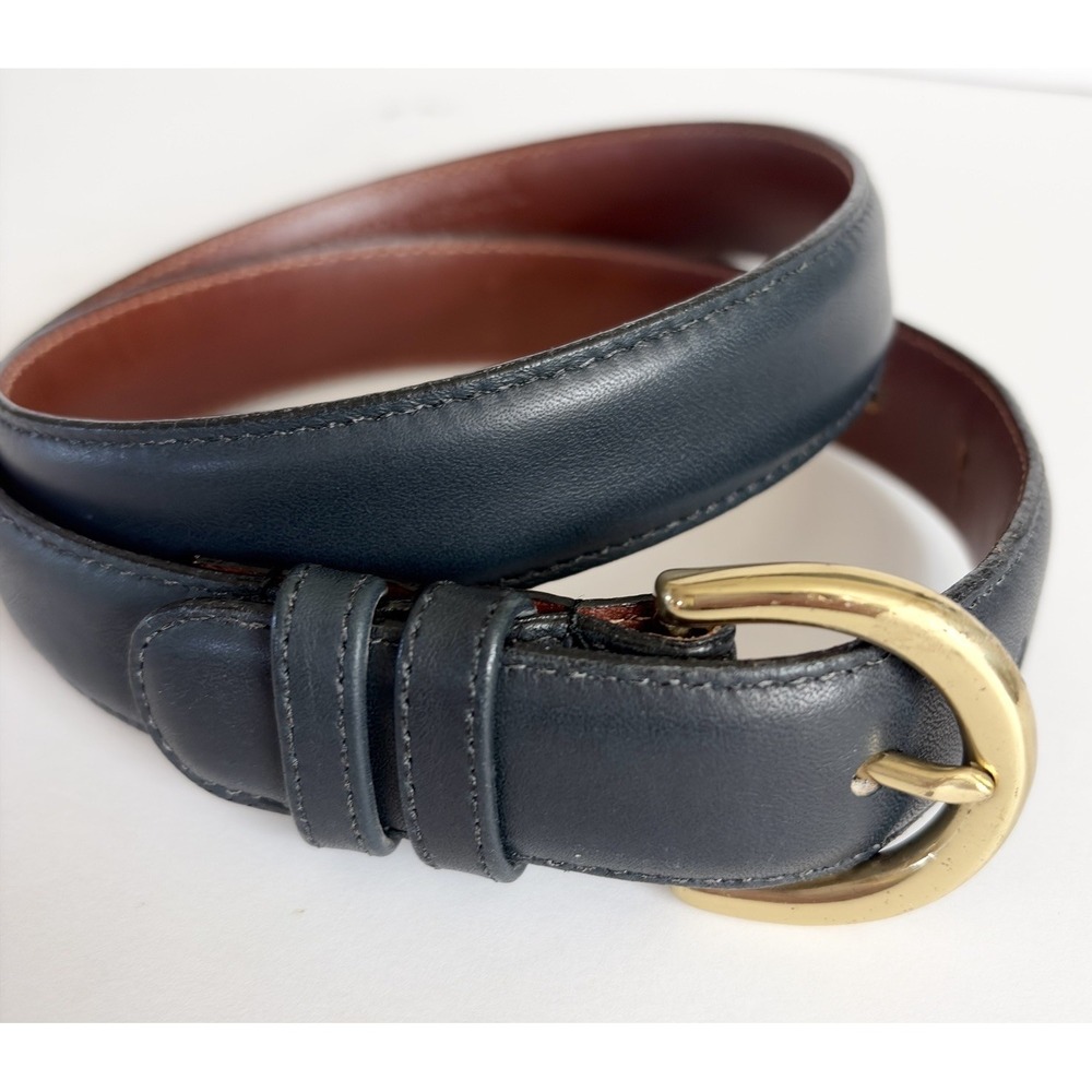 Vintage Coach 8400 Navy Leather Belt XS 30"Gold Brass Hardware Made in USA